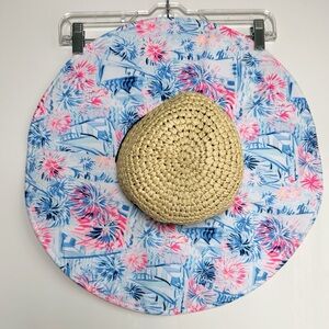 Lilly Pulitzer Sun Hat 4th of July Sea To Shining Sea Pattern Pink Blue